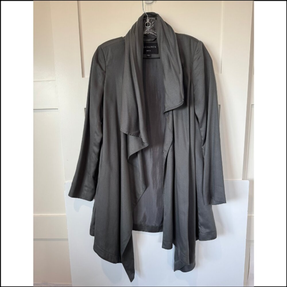 All Saints Dark Gray Asymmetric Jacket Size Small LIKE NEW